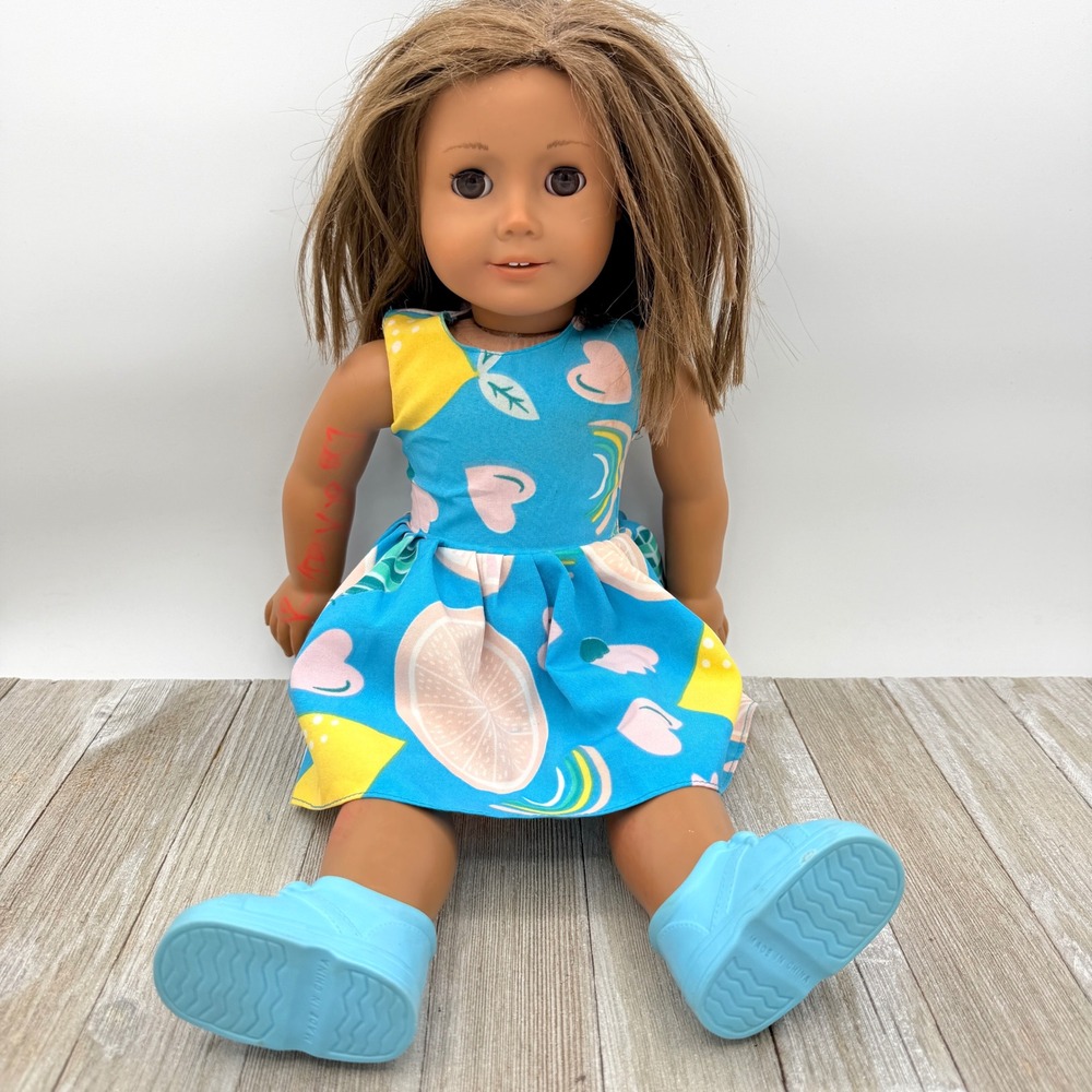 American Girl Doll 18 Inch Brown Hair Eyes Fruit Dress Just Like You 54 E08